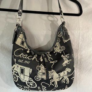 Coach Vintage Horse and Carriage Black Hobo